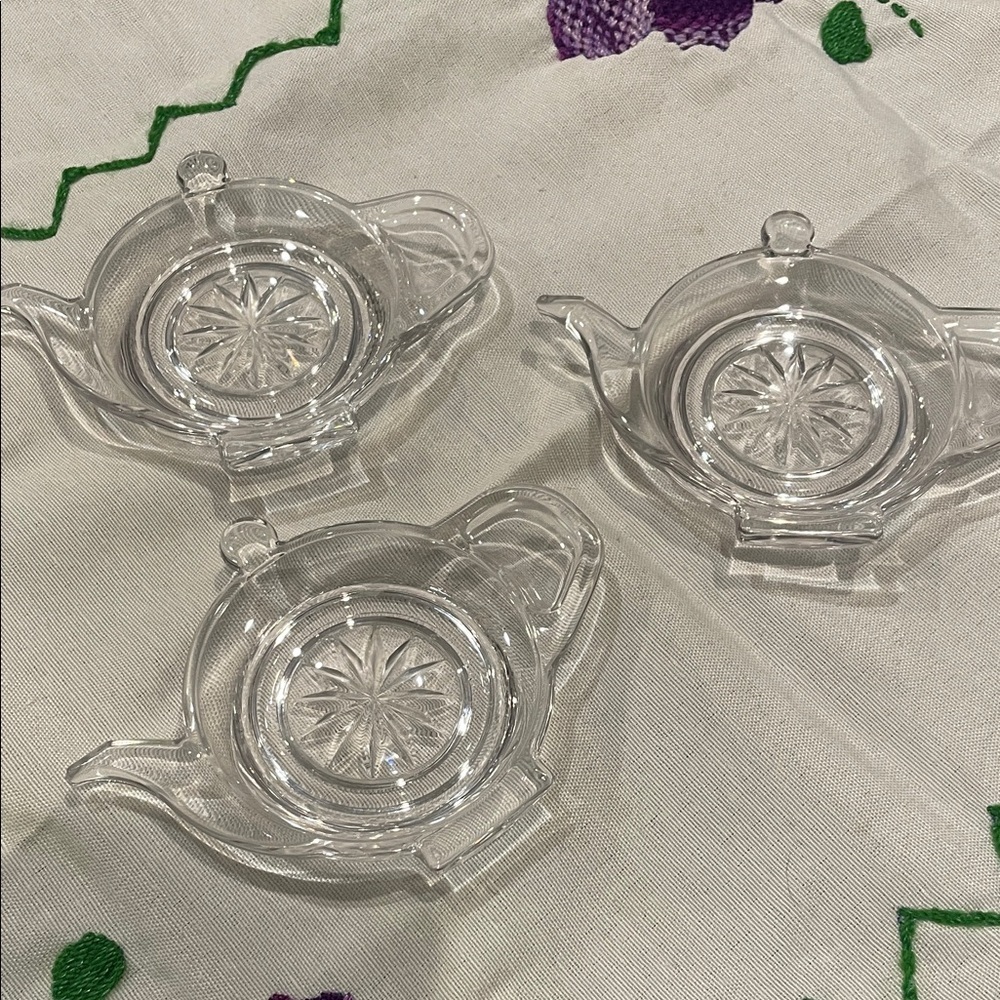 Elegant Clear Glass Teapot shape tea bag caddies